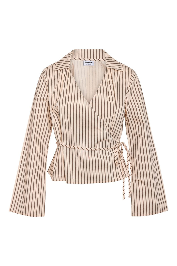 Noisy May - Nmmette L/S Wrap Top - 4998052 Birch Chocolate Brown