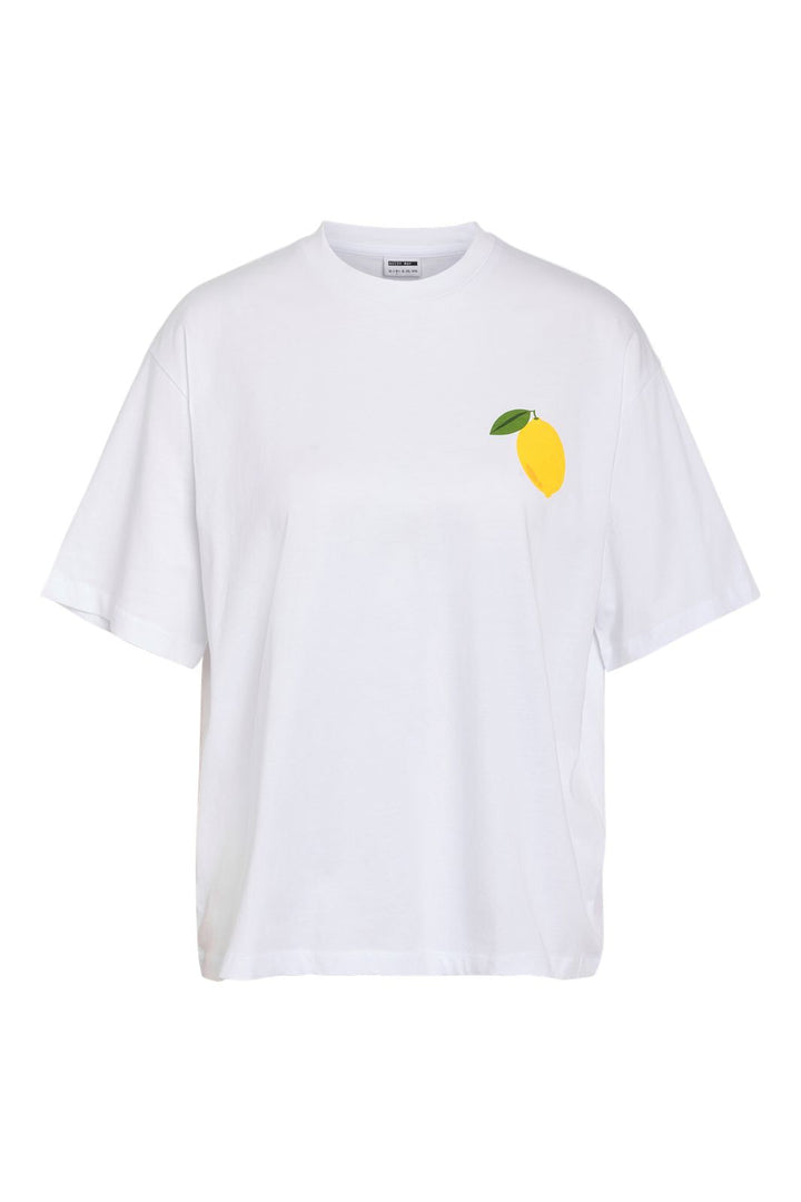 Précommande - Noisy May - Nmmillie S/S Lemon T-Shirt - 4881025 Bright White Lemon Bag