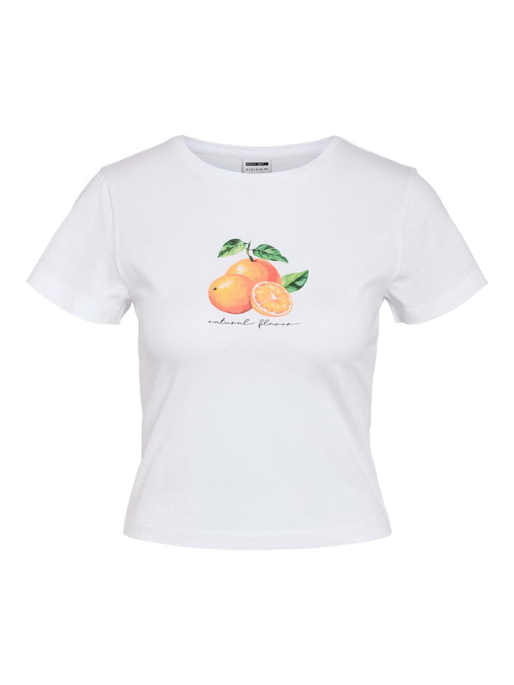 Noisy May - Nmmolly S/S Olive T-Shirt - 4880951 Bright White Orange