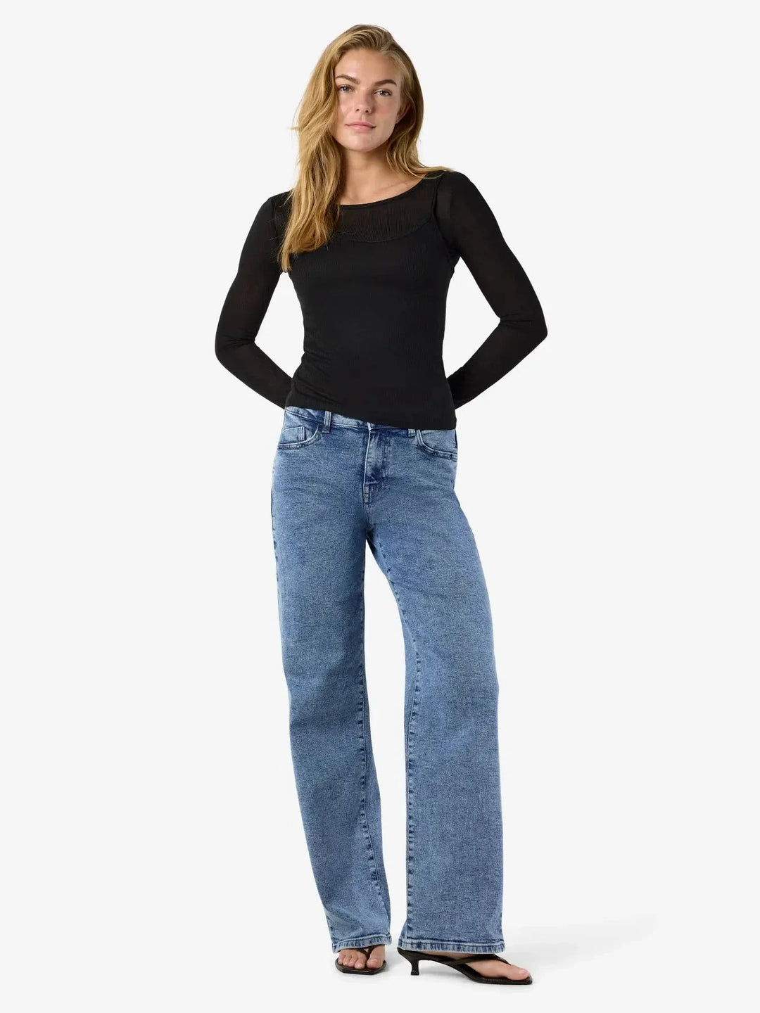 Noisy May - Nmnusa L/S Doublelayer Top - 5144779 Black Bluser 