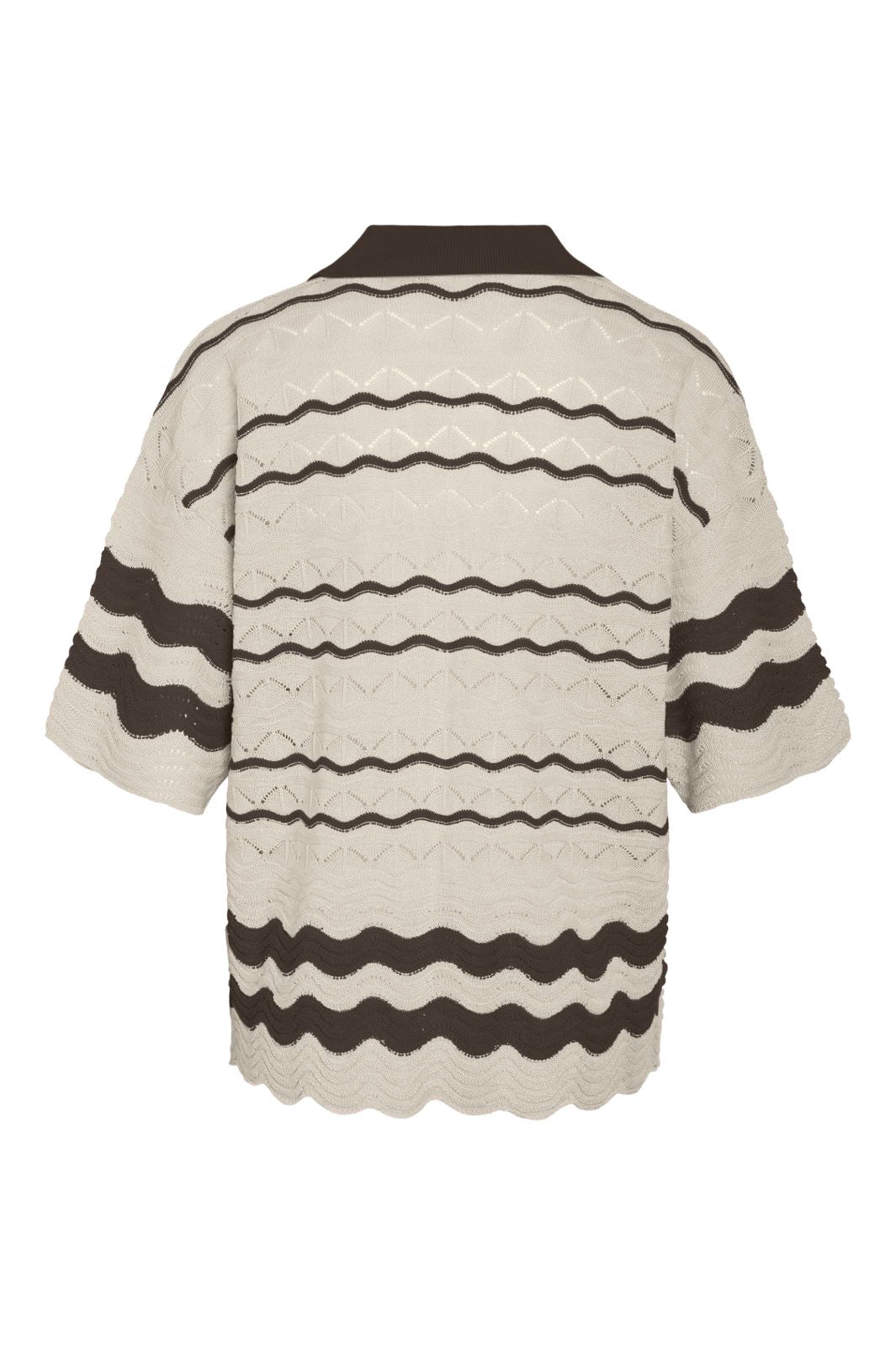 Noisy May - Nmsadie S/S Polo Knit Cardigan - 5066778 Birch Chocolate Brown