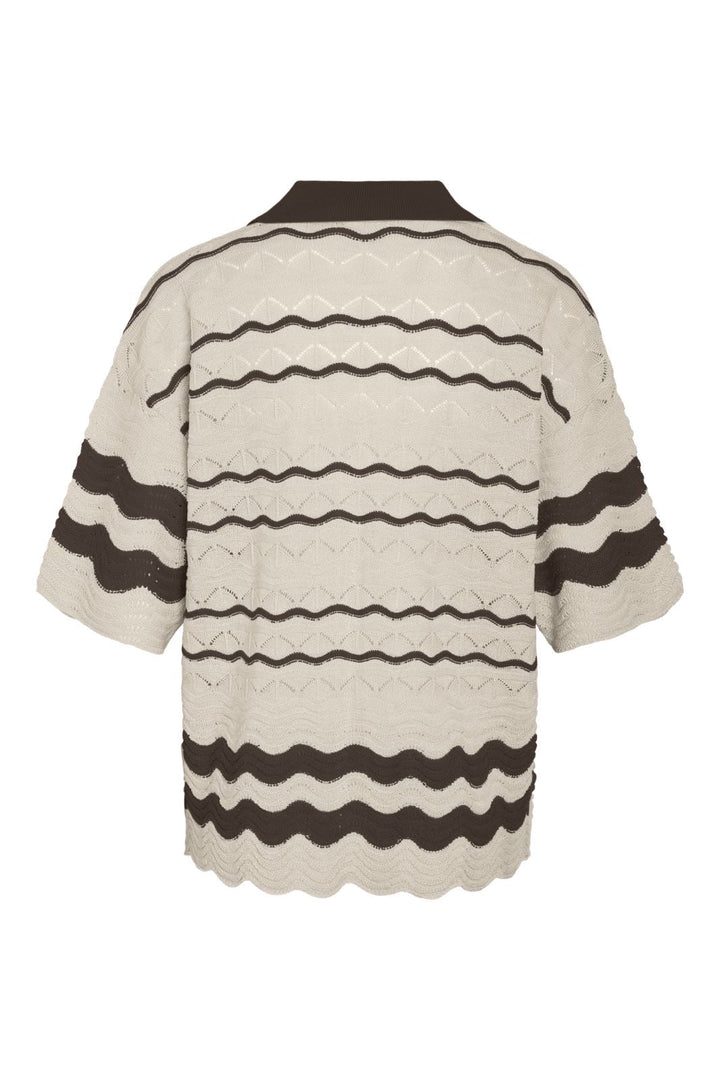 Noisy May - Nmsadie S/S Polo Knit Cardigan - 5066778 Birch Chocolate Brown