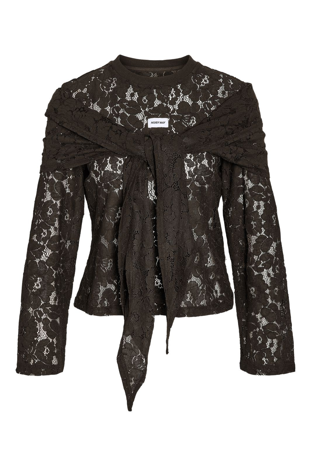 Noisy May - Nmvenna L/S Scarf Lace Top - 5264271 Demitasse