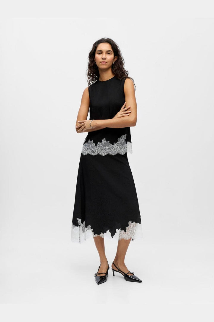 Object - Objdalme Sl Lace Top Aw Fair 25 - 5065712 Black White Lace