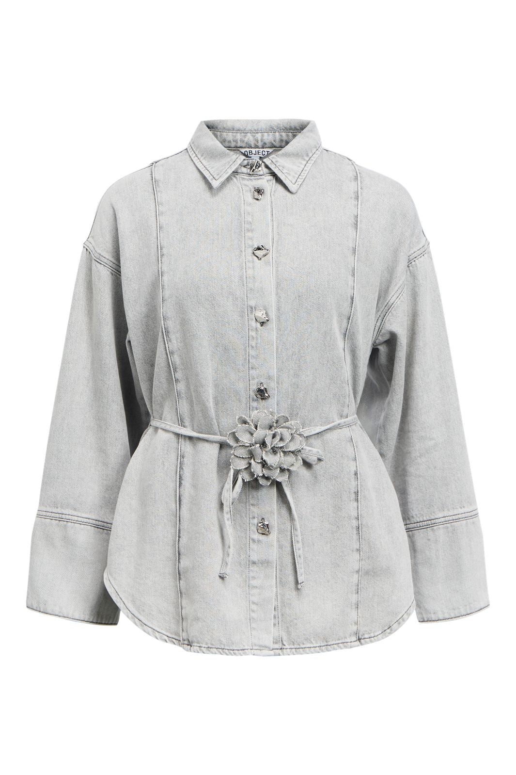 Object - Objgail L/S Lo Denim Shirt 144 - 4982949 Light Grey Denim
