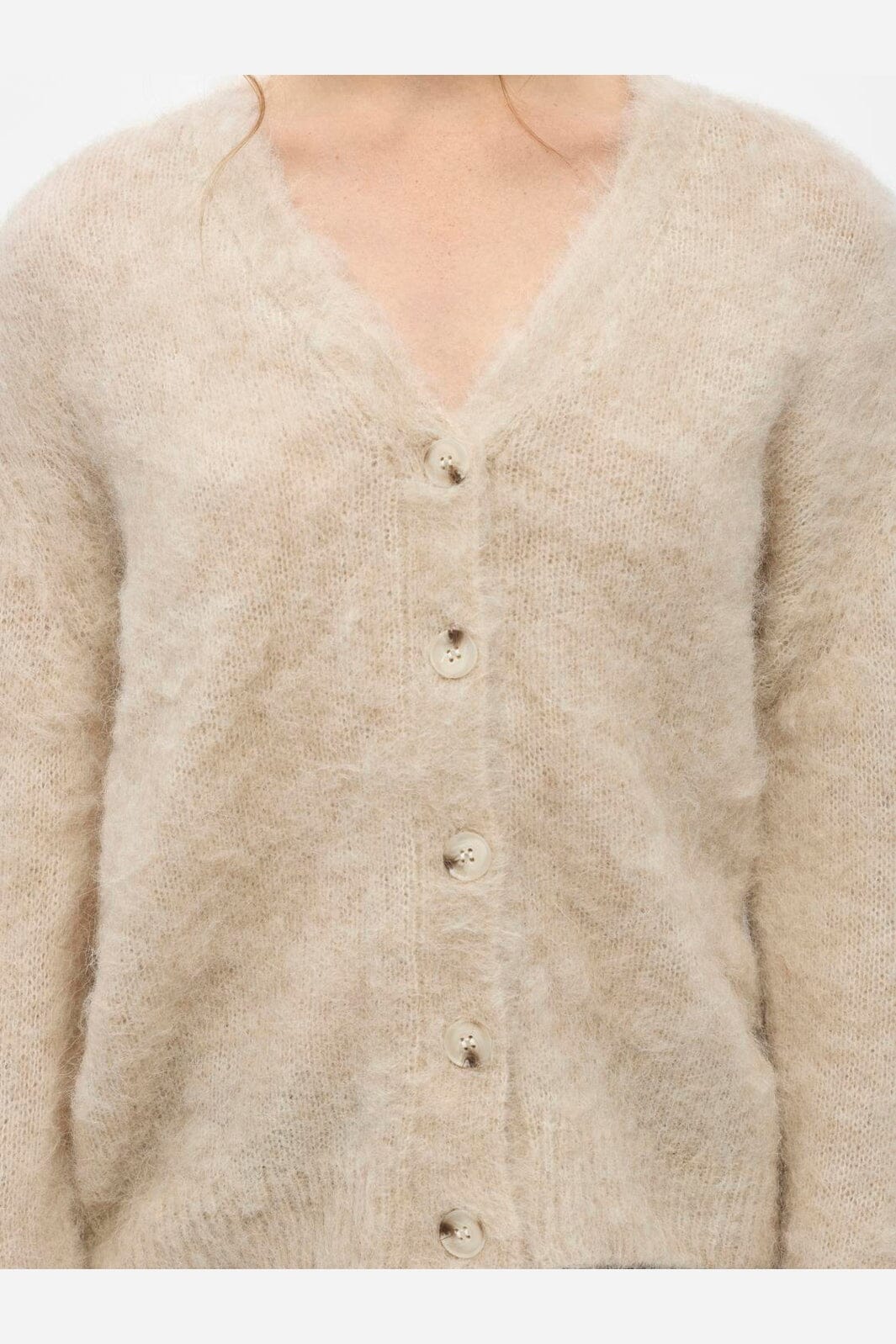 Object - Objharry L/S Lo Knit Cardigan - 5066746 Birch Melange