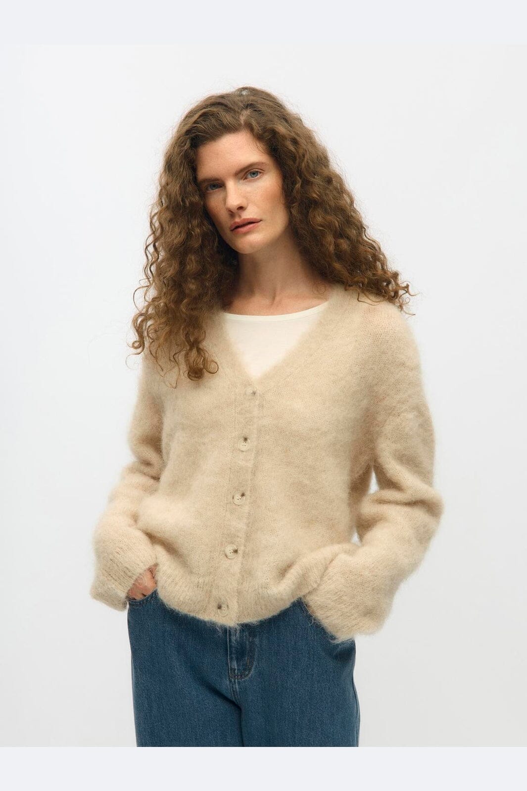 Object - Objharry L/S Lo Knit Cardigan - 5066746 Birch Melange