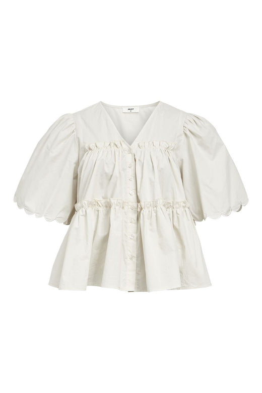 Object - Objhope S/S Re V-Neck Top - 4674419 White Sand