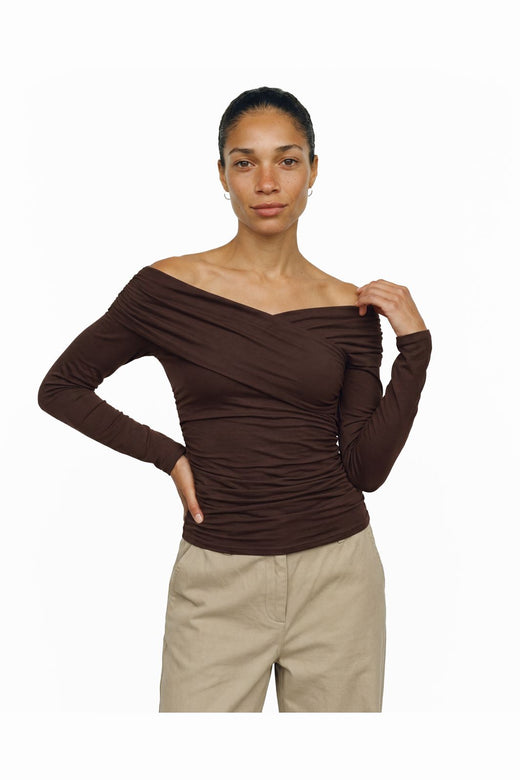 Object - Objlevih L/S Cross Over Top - 5251904 Seal Brown