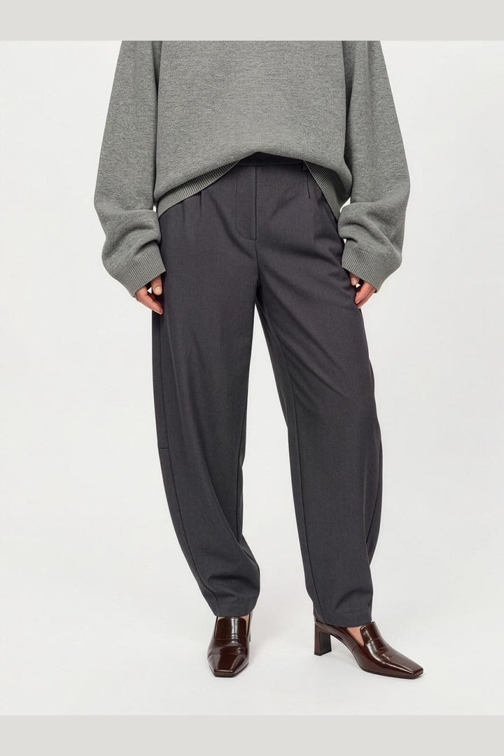 Object - Objlisa Ankle Barrel Pant - 5204278 Medium Grey Melange