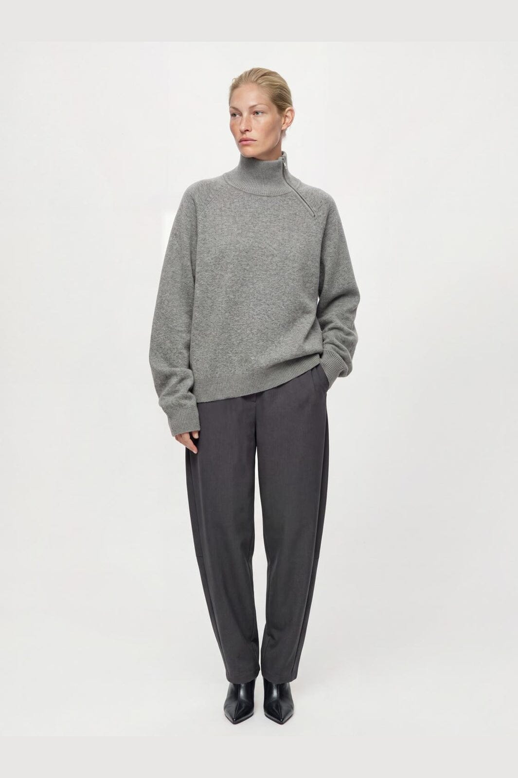 Object - Objlisa Ankle Barrel Pant - 5204278 Medium Grey Melange