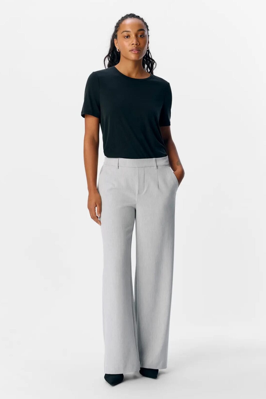 Object - Objlisa Wide Pant - 4656652 Light Grey Melange