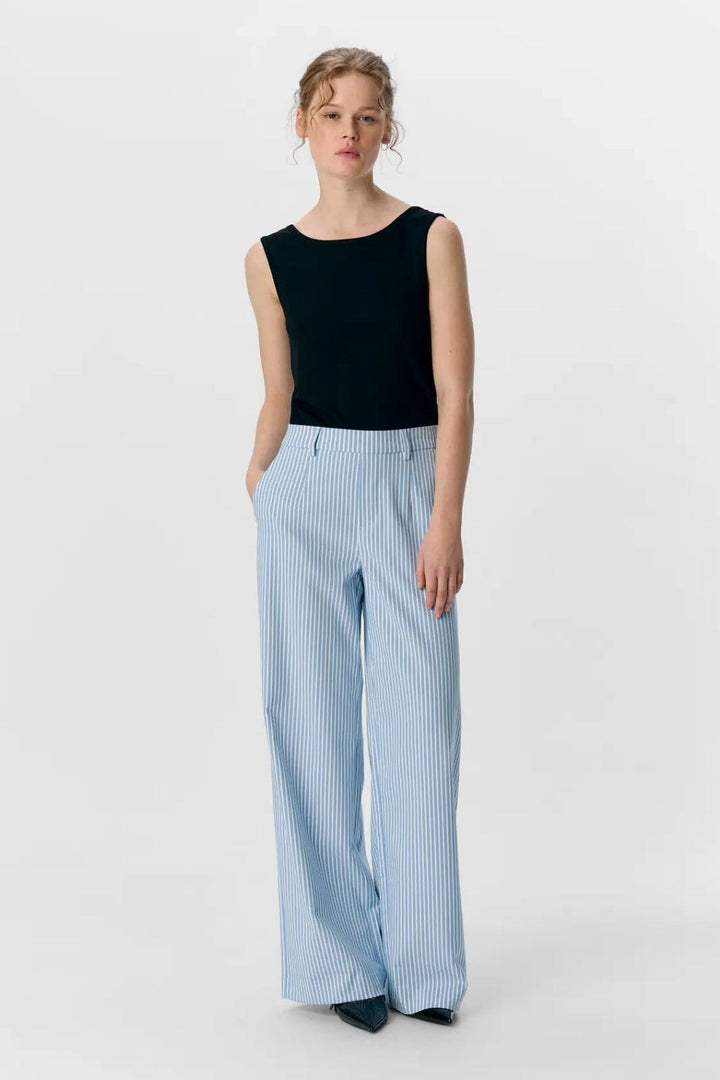 Object - Objlisa Wide Pant - 4810941 Cloud Dancer Cornflower Blue
