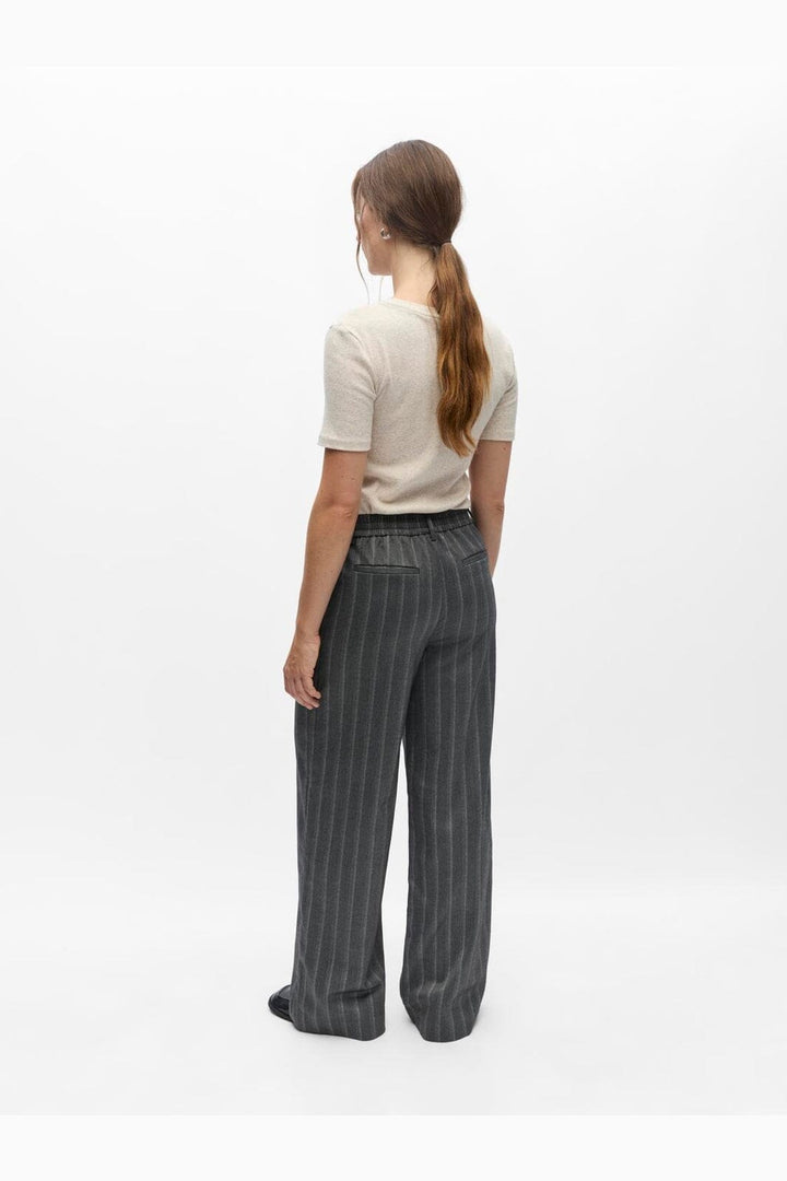 Object - Objlisa Wide Pant - 5091318 Medium Grey Melange Blurred White