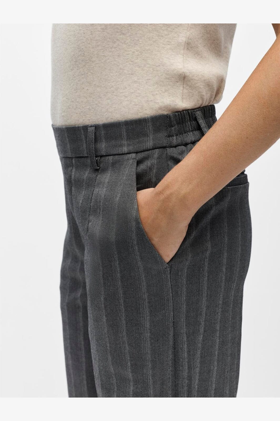 Object - Objlisa Wide Pant - 5091318 Medium Grey Melange Blurred White
