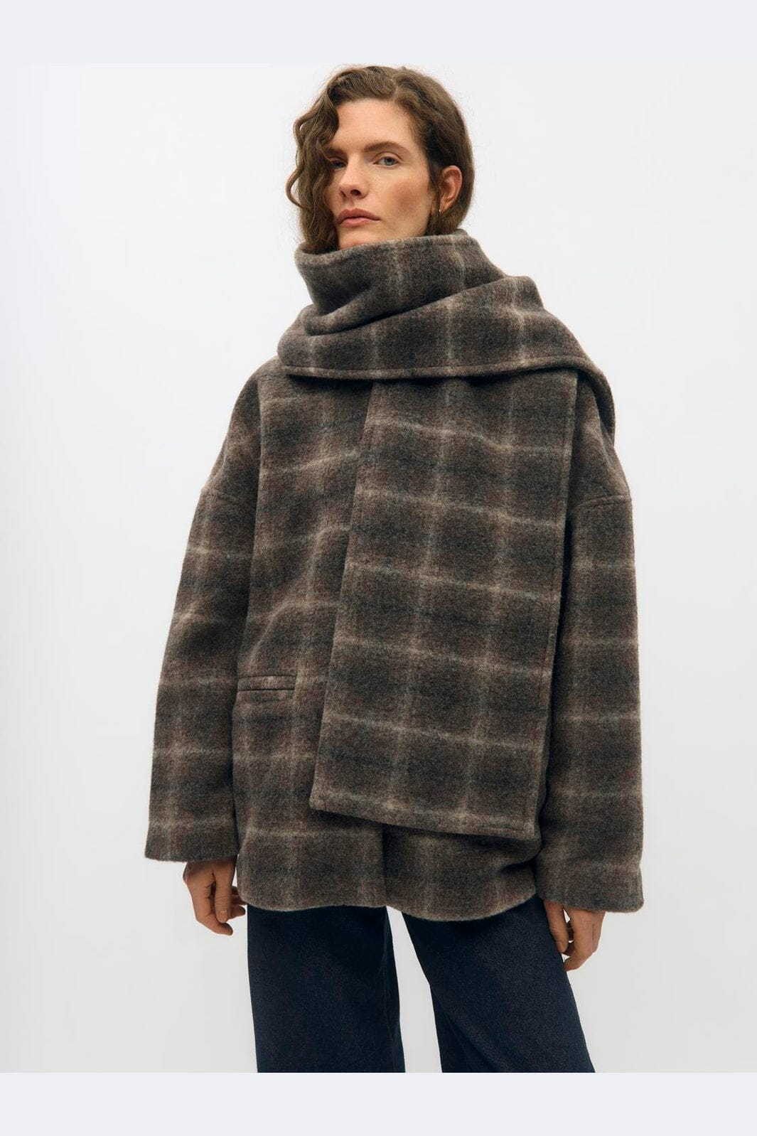 Object - Objmaise L/S Lo Scarf Jacket - 5049715 Carafe Check