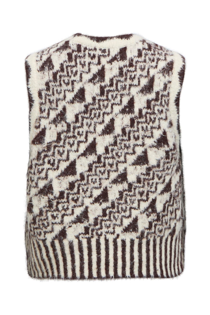 Object - Objranda S/L Re Knit Vest 148 - 5133008 Birch Chocolate Plum