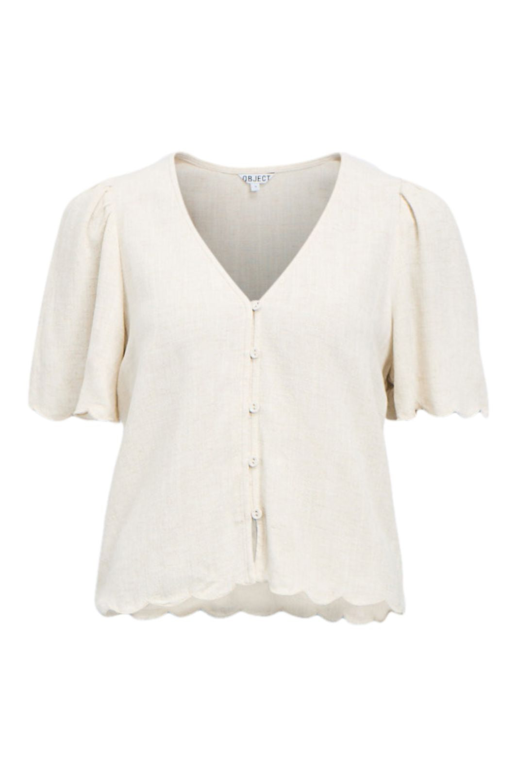 Object - Objsanne 2/4 Lo V-Neck Top - 4911792 Sandshell