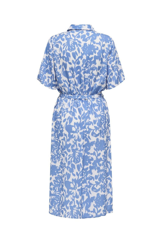 Only - Asmin S/S Shirt Dress - 4865074 Cloud Dancer Tania Flower Nebulas Blue