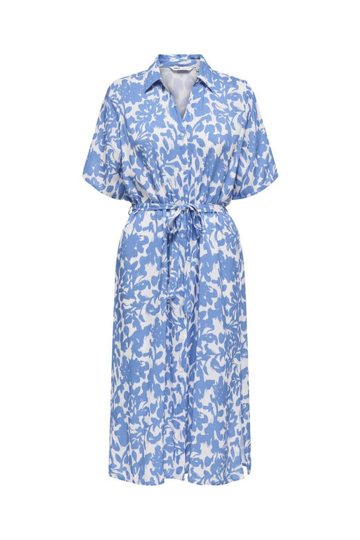 Only - Asmin S/S Shirt Dress - 4865074 Cloud Dancer Tania Flower Nebulas Blue