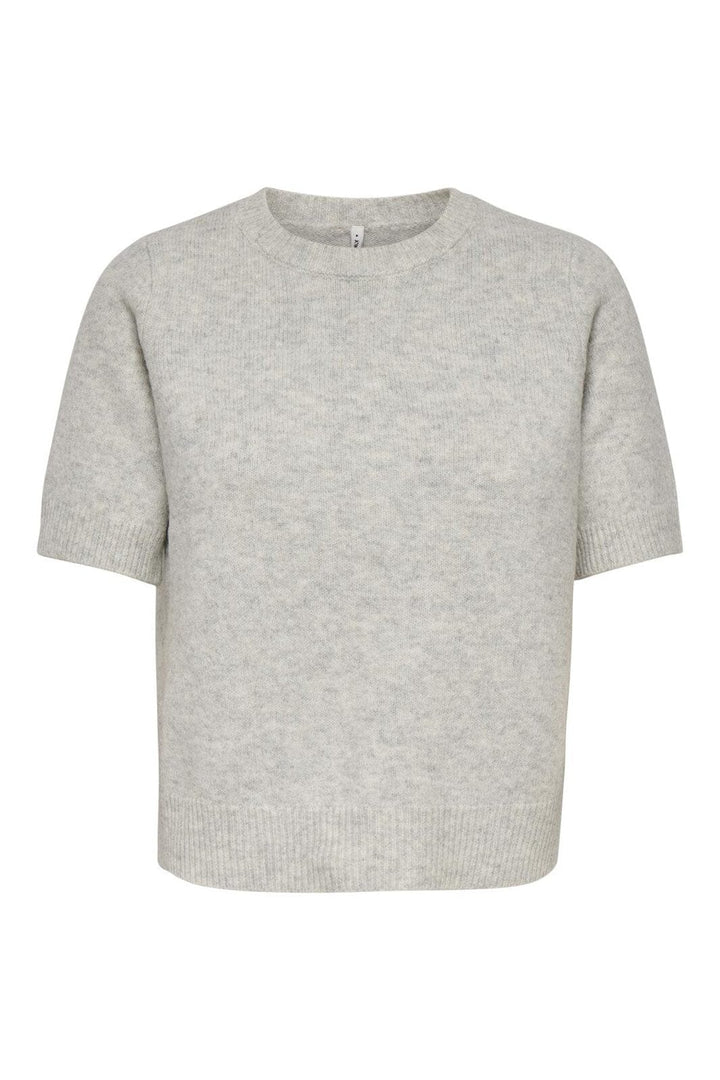 Only - Onlabby Life Ss Bling Top O-Neck Knt - 4894600 Light Grey Melange Silver Bling