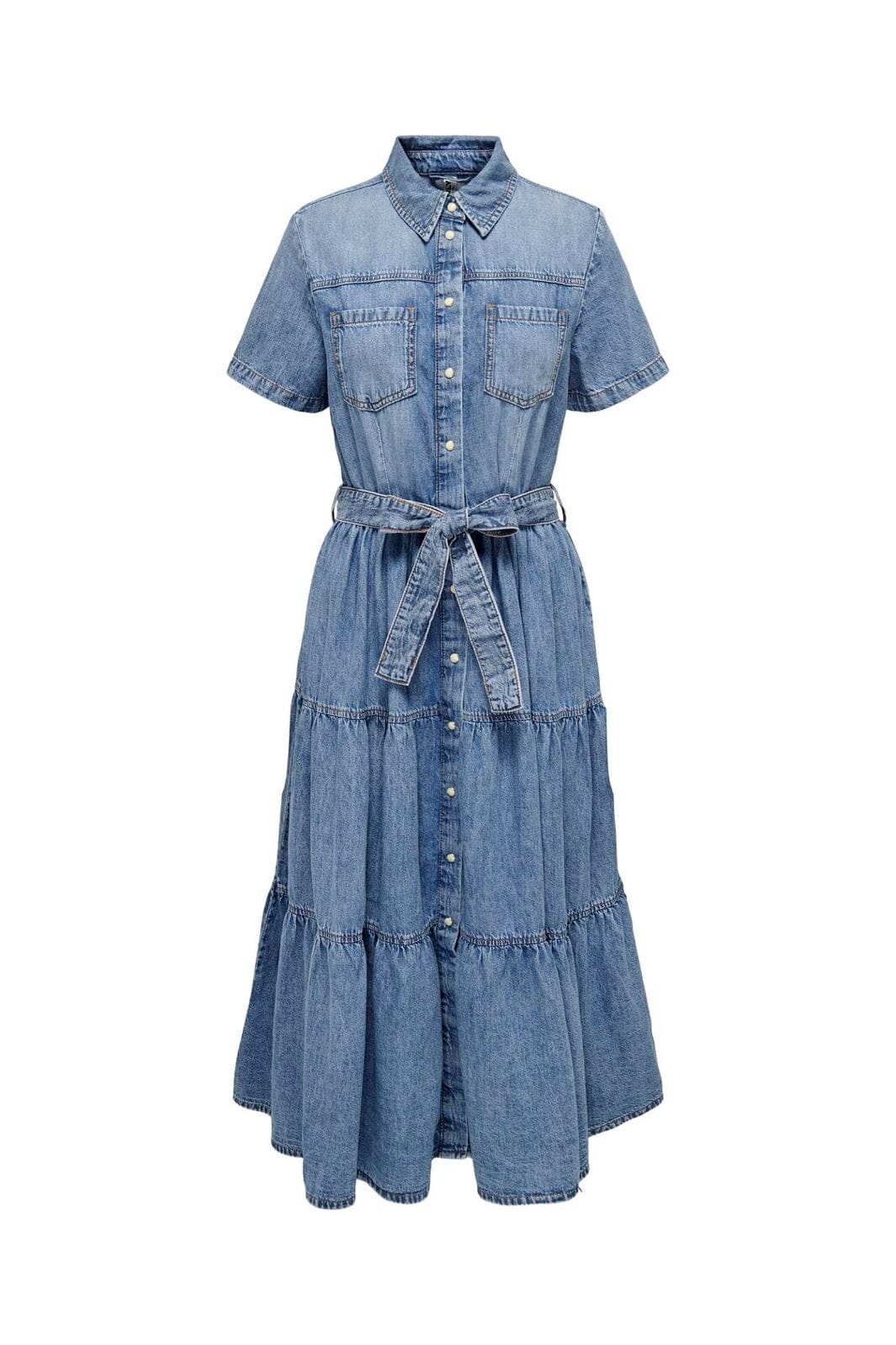 Only - Onlaliyah S/S Layer Dress Akm - 4531306 Medium Blue Denim