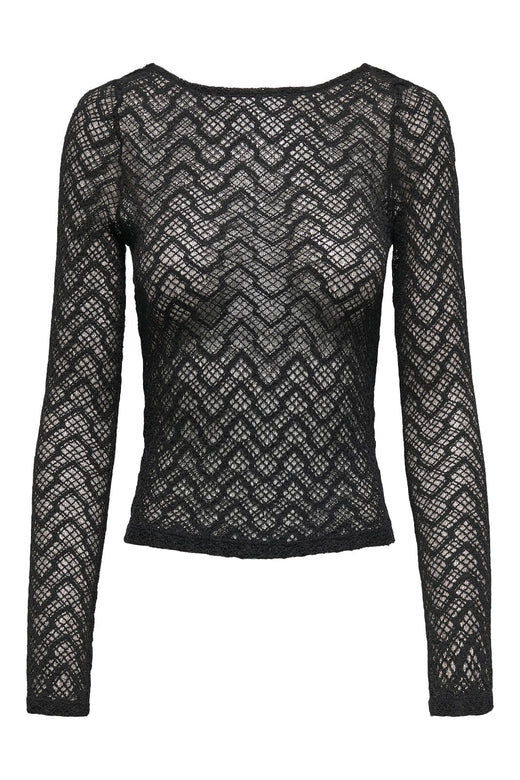 Only - Onlangila L/S Deep Back Top Box - 4877602 Black Bluser 