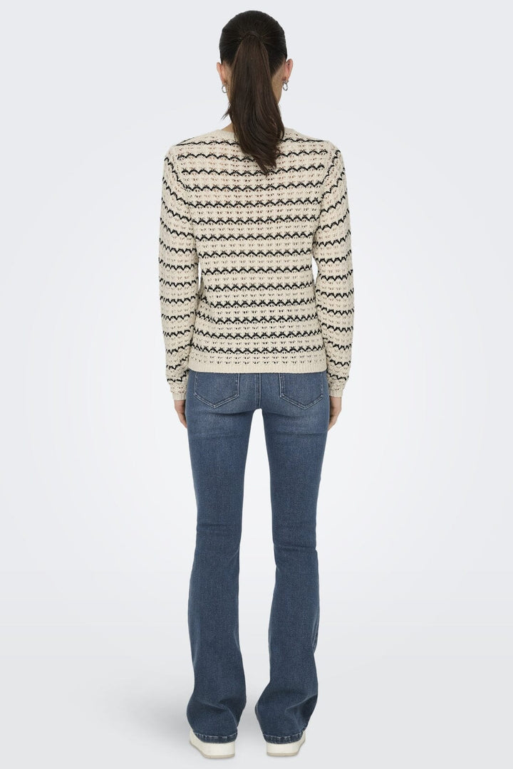 Only - Onlasa Ls Structure O-Neck Knt - 4509145 Birch Black