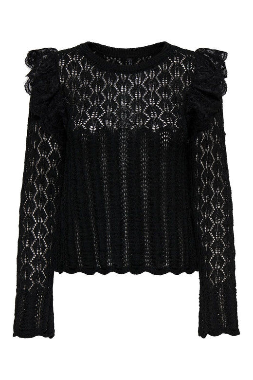 Only - Onlashley Ls O-Neck Mix Knt - 4805321 Black Dtm Lace Bluser 