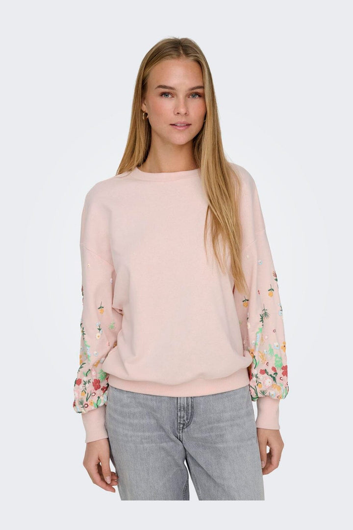 Only - Onlbrooke L/S O-Neck Flower Swt - 4691872 Potpourri Sleeve Flower
