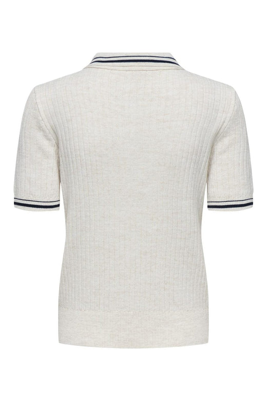 Only - Onlcanton Ss Polo Pull Knt - 4928058 Birch Melange/Fmop Button