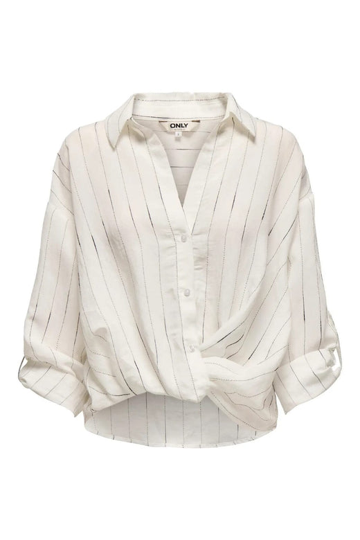 Only - Onlcarmen Ls Knot Shirt - 4730817 Cloud Dancer W Blue Ribbin