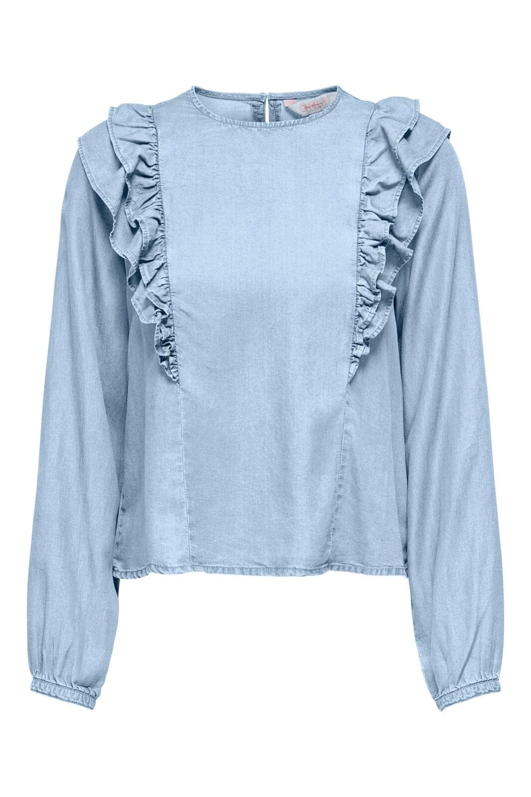 Only - Onlcharis Life Ls Frill Top Cc - 4977059 Light Blue Denim