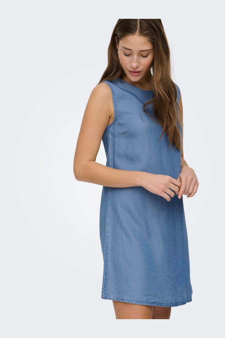 Only - Onlcharis Life Sl Short Dress Cc - 4910754 Medium Blue Denim