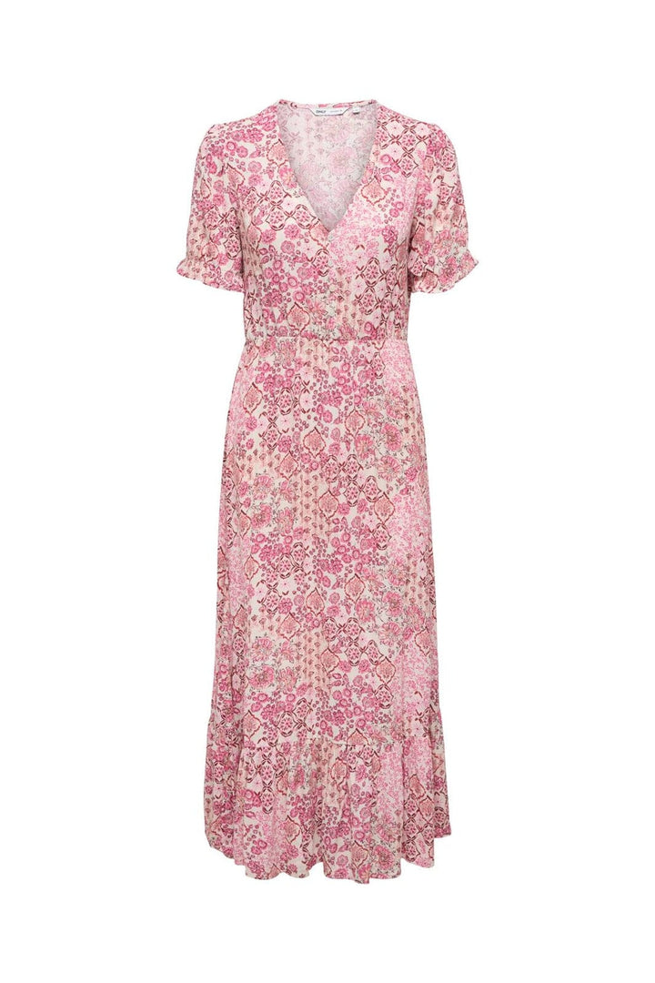 Only - Onlchianti S/S Long Dress - 5023447 Marshmallow Dusty Rose Graphic