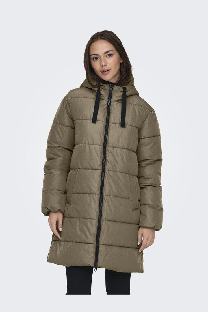 Only - Onlclair Puffer Hood Coat Cc - 4780666 Stone Gray
