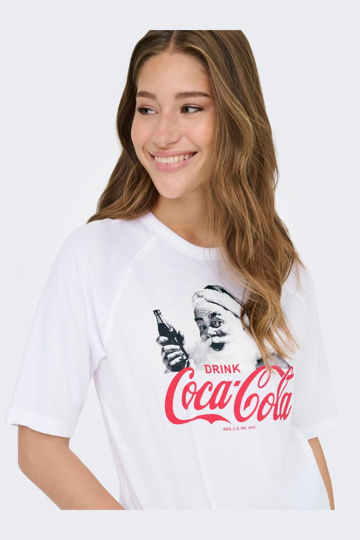 Only - Onlcoca Cola Xmas Life S/S Top - 4837322 White Coca Cola Santa