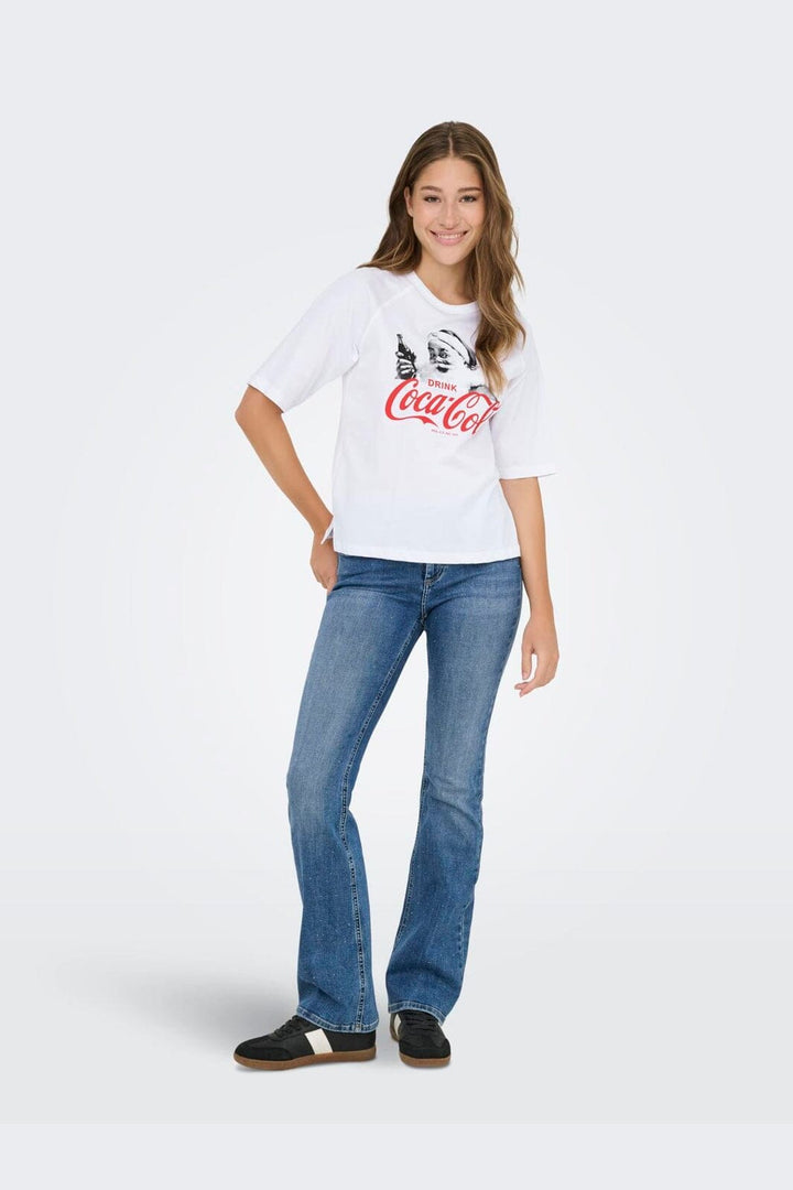 Only - Onlcoca Cola Xmas Life S/S Top - 4837322 White Coca Cola Santa