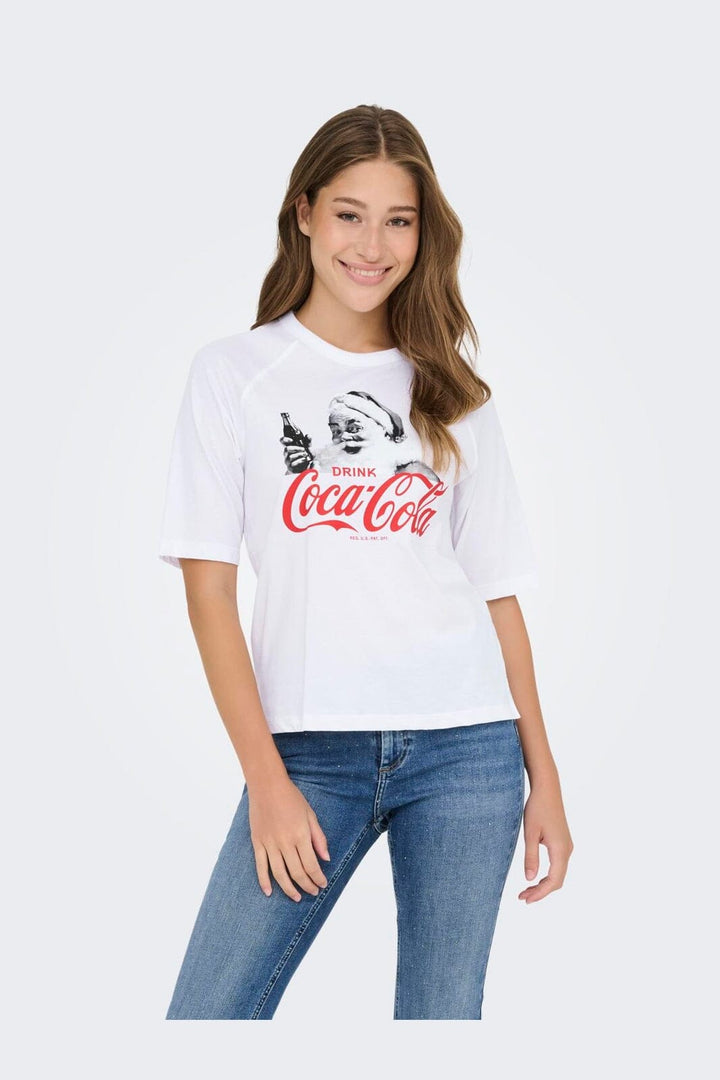 Only - Onlcoca Cola Xmas Life S/S Top - 4837322 White Coca Cola Santa