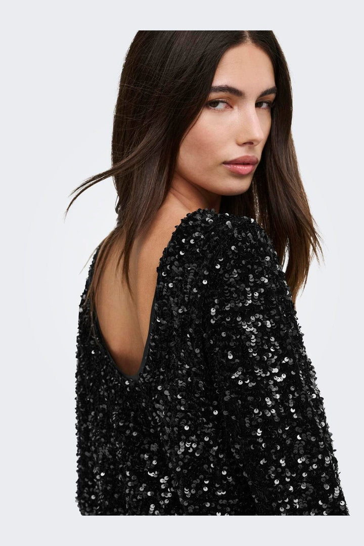Only - Onlconfidence L/S Bell Dress - 5171191 Black Dtm Sequin