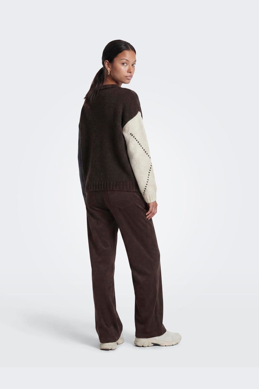 Only - Onlcozy Ls Argyle O-Neck Knt - 5103097 Coffee Bean Argyle/Birch/Dgm/Black