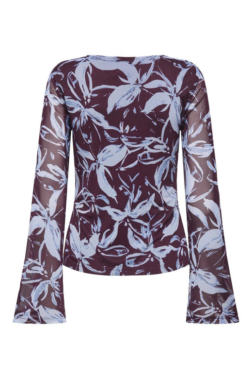 Only - Onlcyril Mesh L/S Top - 4963724 Port Royale Blue Flowers