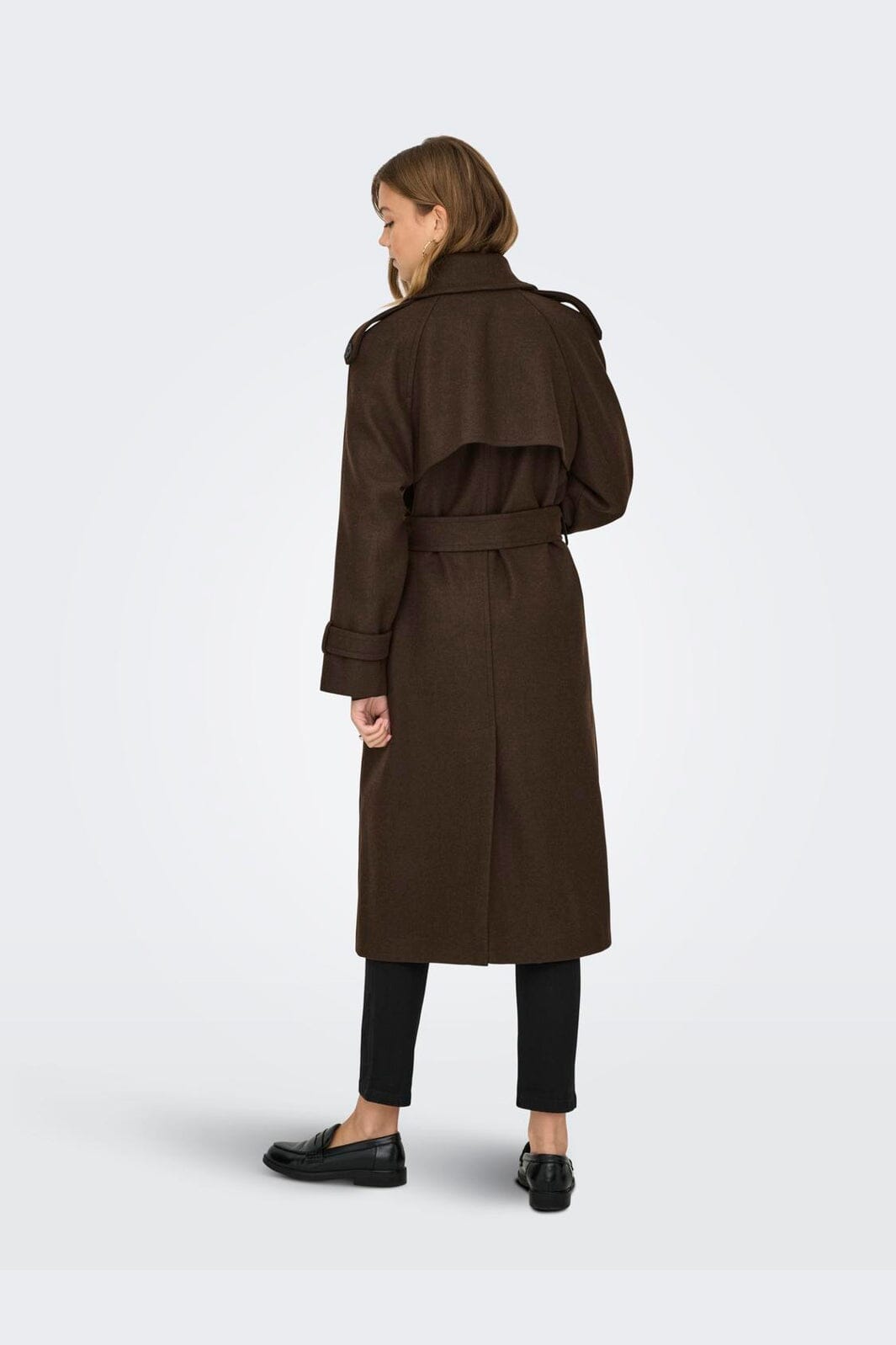 Only - Onldear-Trillion Long Belt Coat - 4961034 Chocolate Brown Melange