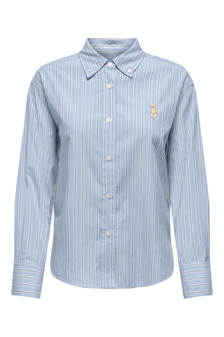 Only - Onlelara L/S Emb Shirt - 4983443 Cashmere Blue Cloud Dancer
