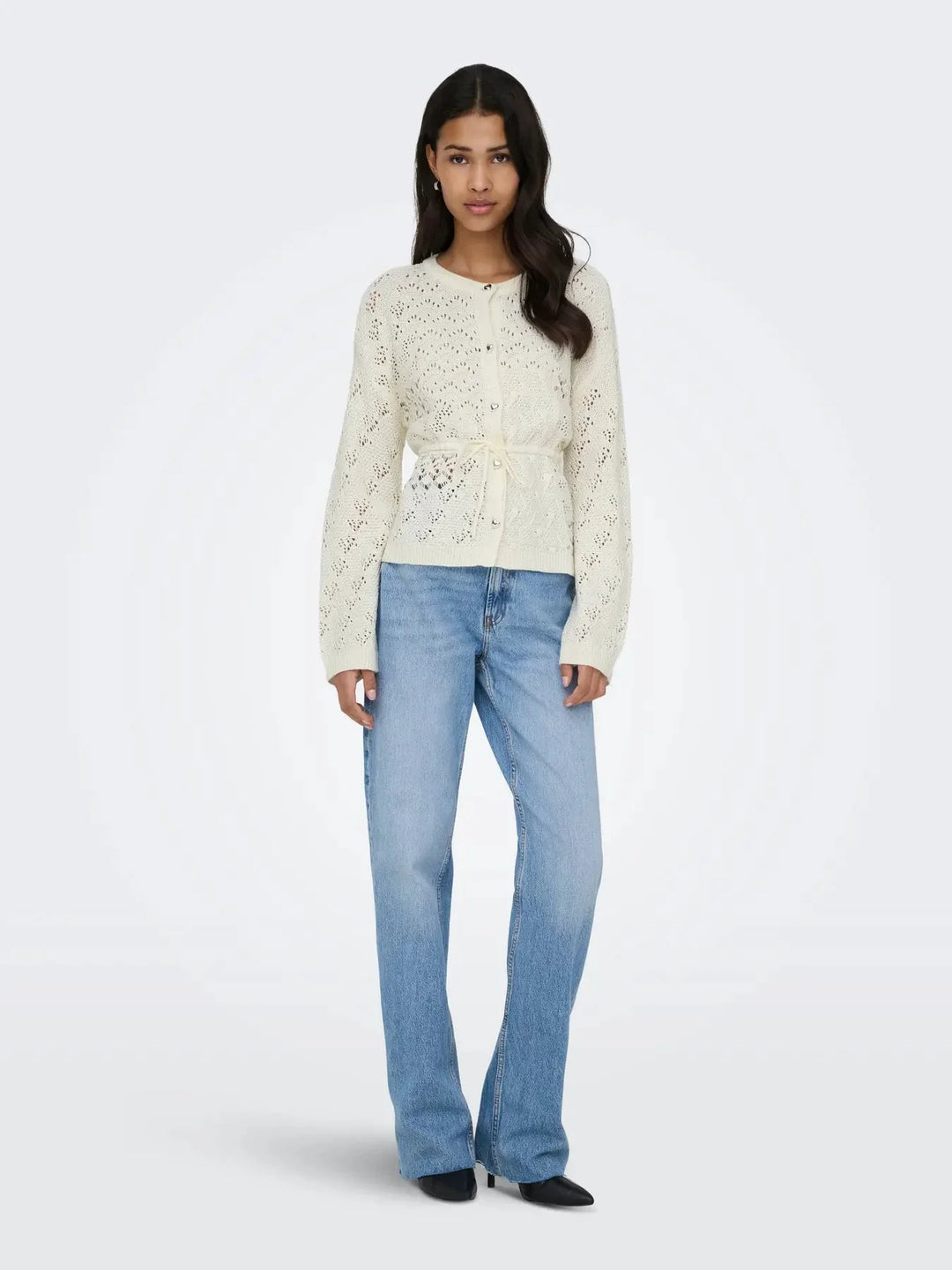 Only - Onlelke Life Ls Cardigan Cc Knt - 4976277 Birch Silver Heart Button Cardigans 