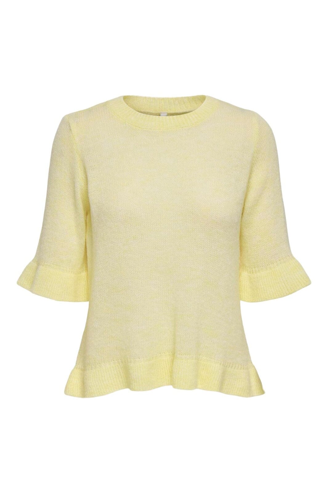 Only - Onlella Ss Frill O-Neck Knt - 4992505 Sunlight Melange