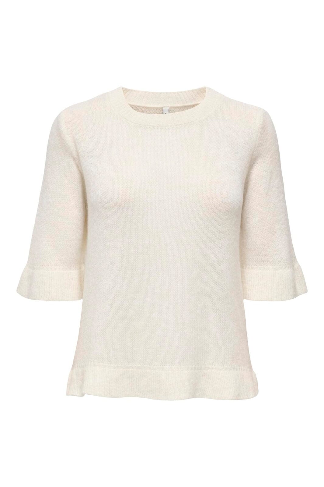 Only - Onlella Ss Frill O-Neck Knt - 4992506 Birch Melange