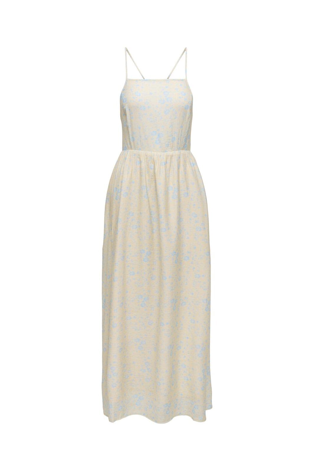 Only - Onleloise Maxi Strap Dress Ox - 4973305 Ecru Cashemere Blue Flower