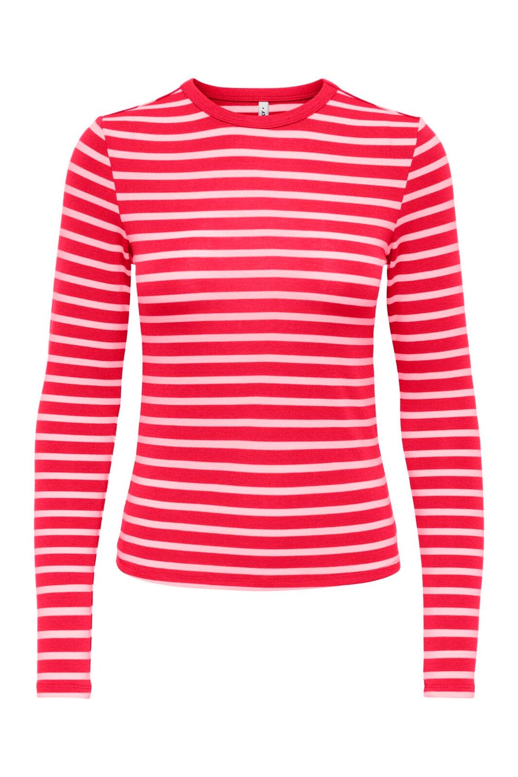 Only - Onlevie L/S O-Neck Stripe Top - 5192609 Lollipop Pink Parfait (Fido)