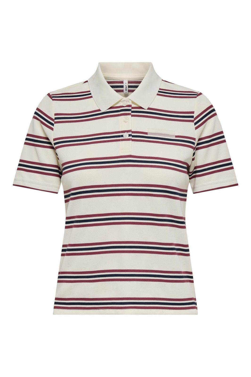 Only - Onlevie S/S Polo Top - 4793100 Antique White Navy Blazer+Ruby Wine